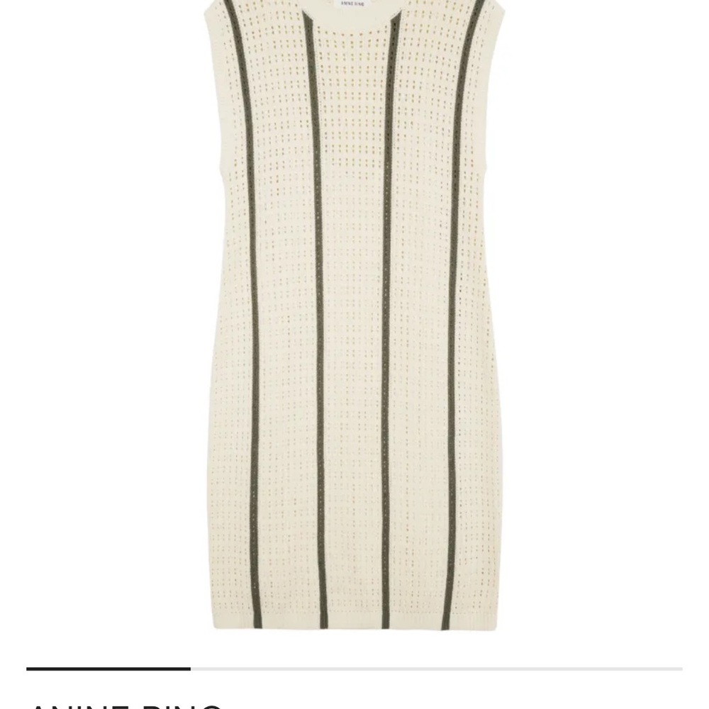 Anine Bing Elegant Cream and Green Knit Sleeveless Dress